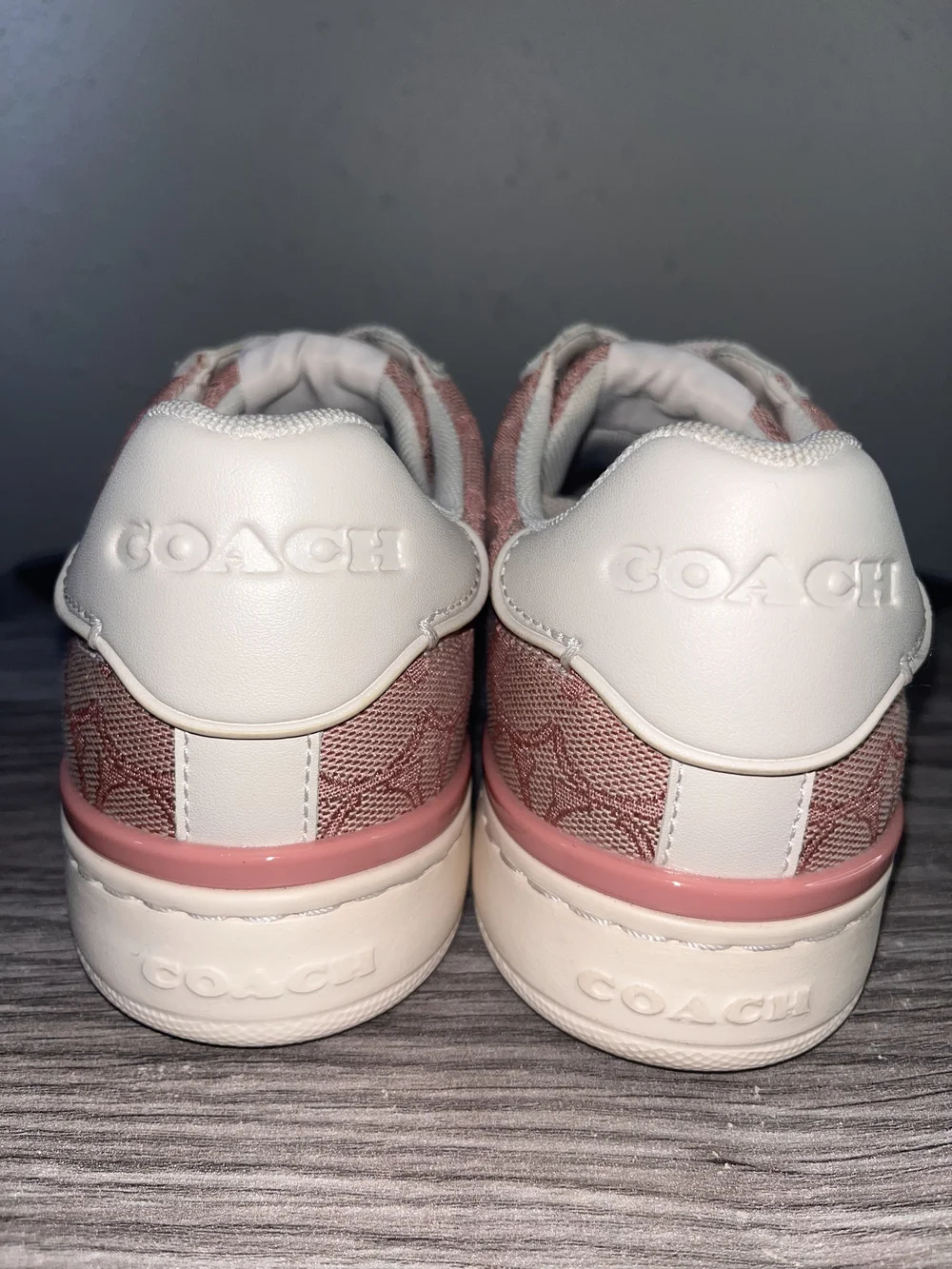 Coach Pink and White Signature Low-Top Sneakers